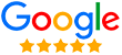Logo Google avec 5 étoiles dorées, représentant une évaluation parfaite.